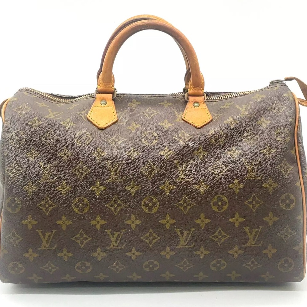 Auth Louis Vuitton Monogram Old Speedy 35  Handbag W/Dustbag/Lock - Picture 3 of 16